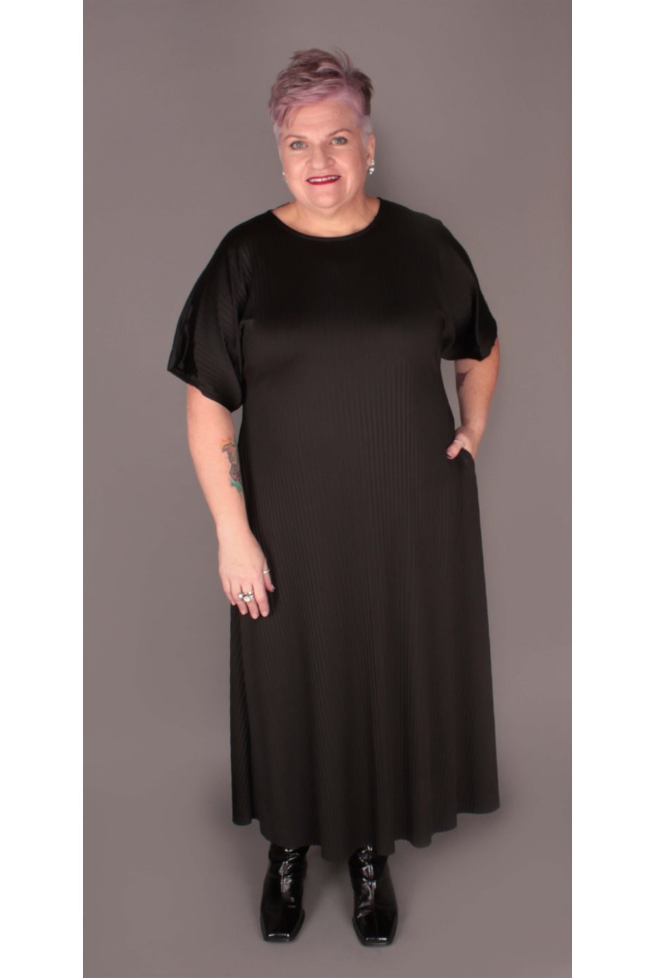 Robe Froissée Noire Mat Robe Froissée Noire Mat